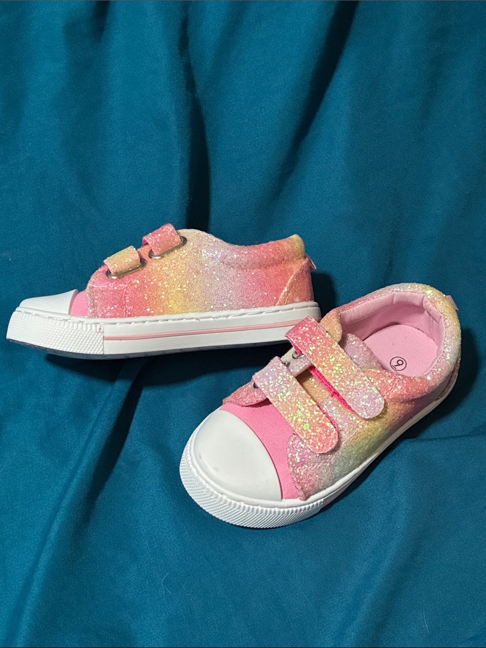 Girls Toddler 9 Rainbow Glitter Sneakers